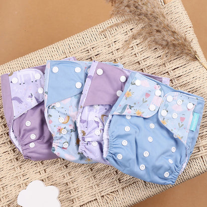 Happyflute 4Pcs/Set Eco-Friendly Cloth Diaper Ecological Reusable Baby Diapers