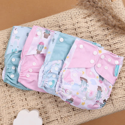 Happyflute 4Pcs/Set Eco-Friendly Cloth Diaper Ecological Reusable Baby Diapers