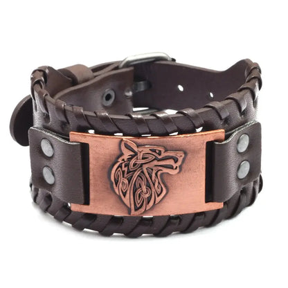 Vintage Viking Leather Braided Bracelet for Men Celtic Wolf Head Bangle Classic Animal Motifs Jewelry On The Hand Accessories