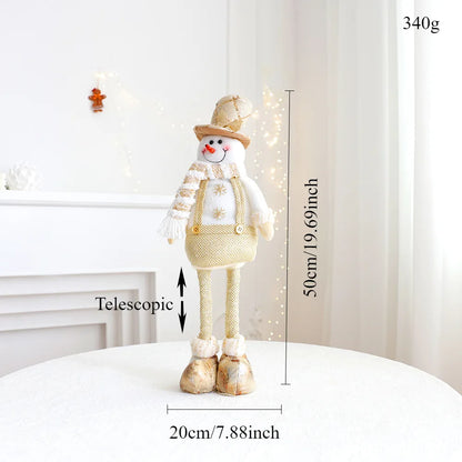 Nordic Style Gold Plush stretch leg Santa Claus Snow Man Elk Doll Christmas Decoration Tree Ornaments 2024Christmas Present