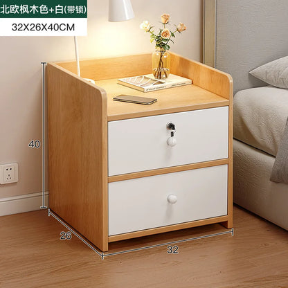 Modern Small Bedside Table Drawer with Lock Nordic Minimalist Bedside Cabinet Storage Cabinets Nightstands for Bedroom Furniture