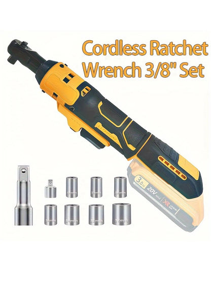 Fit For Dewalt 20V Battery Electric Ratchet Wrench 220N.M Cordless driver 3/8 Inch Removal Screw Nut With LED Repair Power Tools