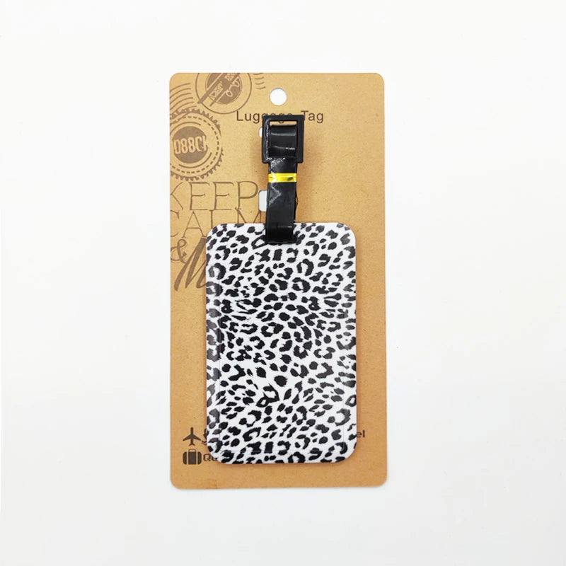 Leopard Print Luggage Label Men Travel Luggage Tag Women Suitcase ID Address Holder Baggage Boarding Portable