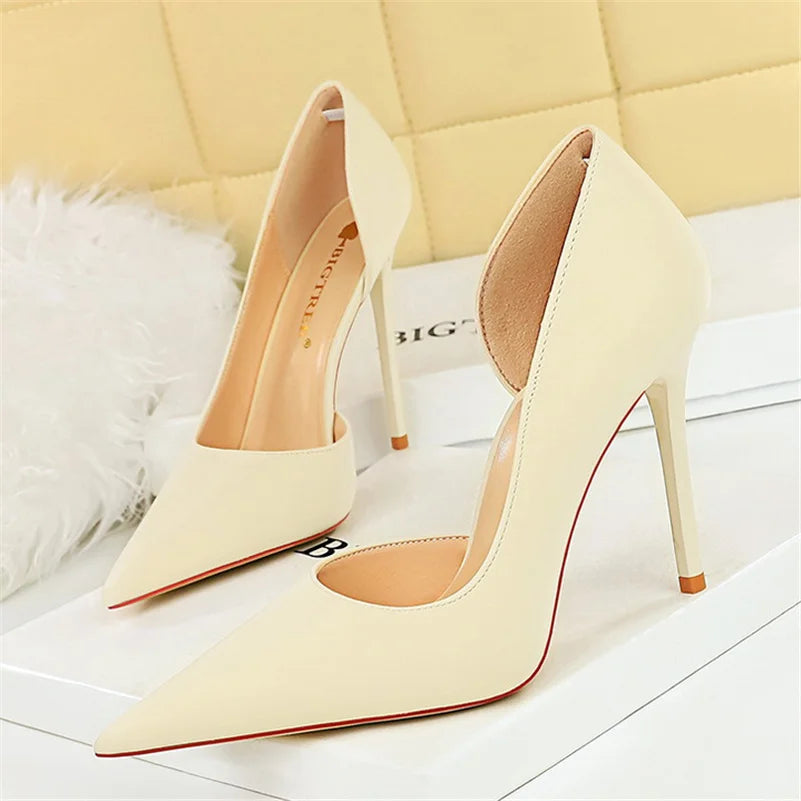 10 Colors Women 10.5cm High Heels Blue Pumps Lady Wedding Evening Party Purple Peach Heels Silk Satin Nightclub Prom Dress Shoes