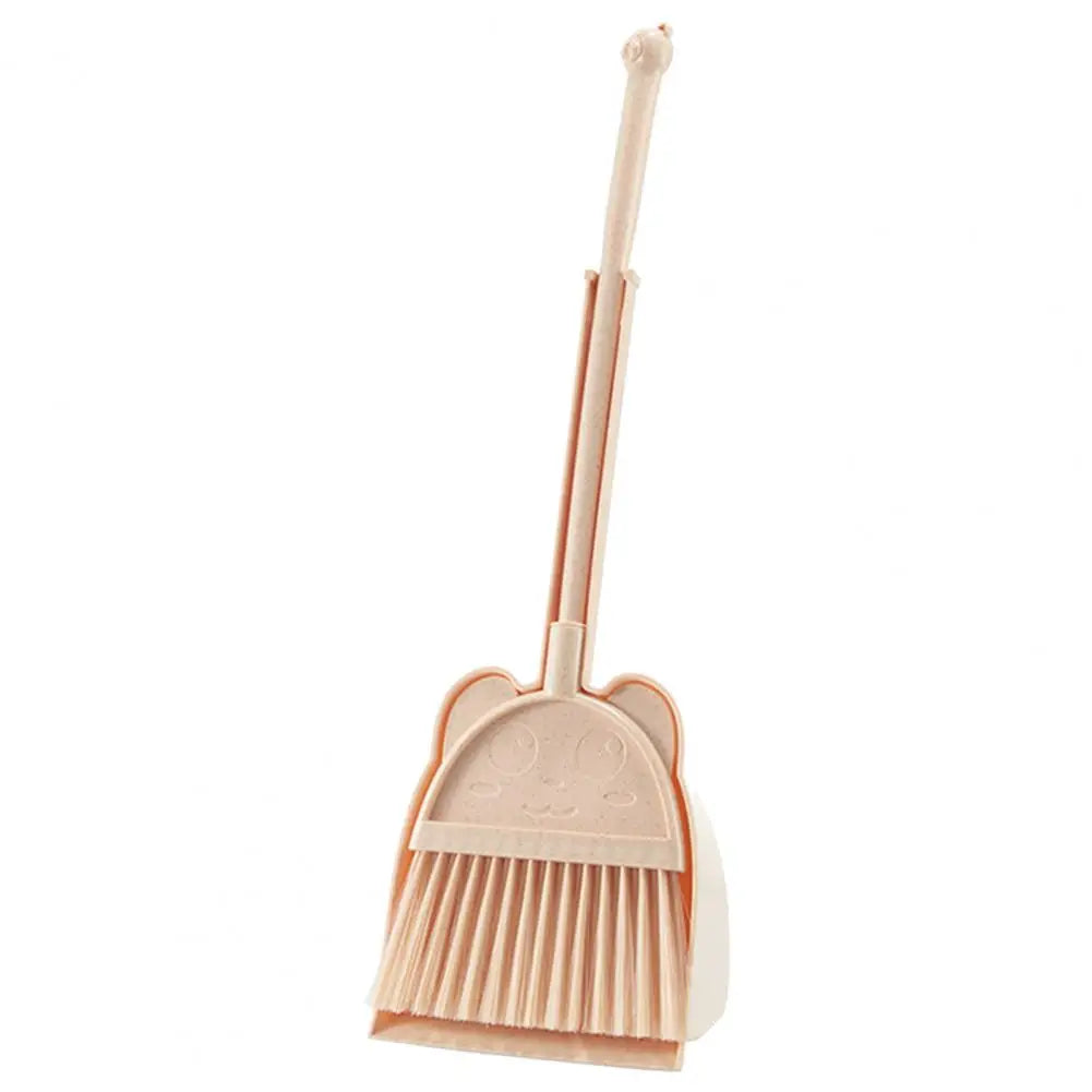 1 Set Mini Children Broom Dustpan Cartoon Flexible Bristles Kids Pretend Play Toddlers Indoor Outdoor Floor Sweeping Tool Kit