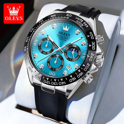 OLEVS 2875 Men's Watch New Luxury Quartz Watch Original Silicone Sports Multi functional Waterproof Luminous Date Timer Watch