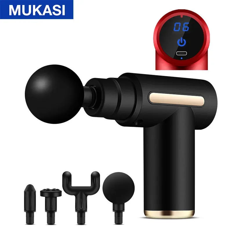 MUKASI Massage Gun LCD Display Electric Massager For Body Neck Back Pain Relief Therapy Deep Muscle Relaxation Fitness Slimming