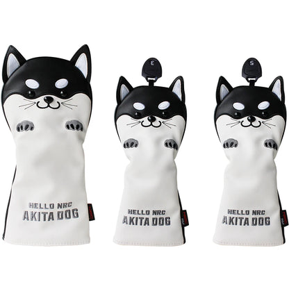 Golf Headcover Cute Akita Golf Club Head Cover for Driver Fairway Hybrid Putter PU Leather Protector Wood Covers