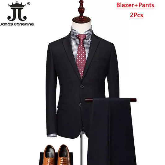 S-6XL Blazer Vest Pants High-end Brand Solid Color Formal Business Office Suit Three-piece Set Groom Wedding Show Dress Party