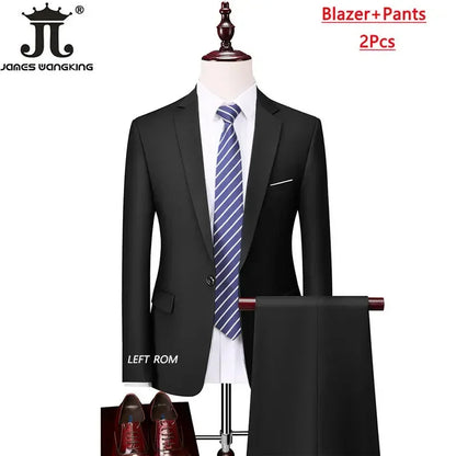 M-6XL 15 Colors ( Jacket+Vest+Pants ) Formal Business Office Men's Suits Groom Wedding Dress Party Dress Solid color Suit