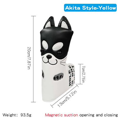 Golf Headcover Cute Akita Golf Club Head Cover for Driver Fairway Hybrid Putter PU Leather Protector Wood Covers