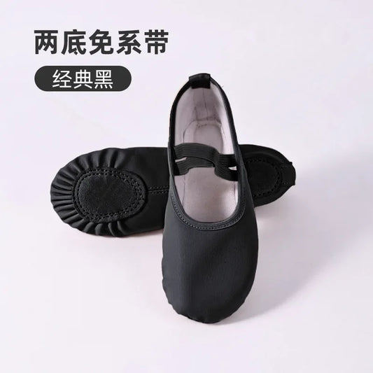 Women's Ballet Slippers for Woman Danseuse PU Leather Professional Dancers for Girls Kids Soft Sole Children Toddler Dance Shoes