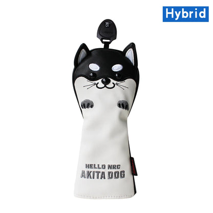 Golf Headcover Cute Akita Golf Club Head Cover for Driver Fairway Hybrid Putter PU Leather Protector Wood Covers