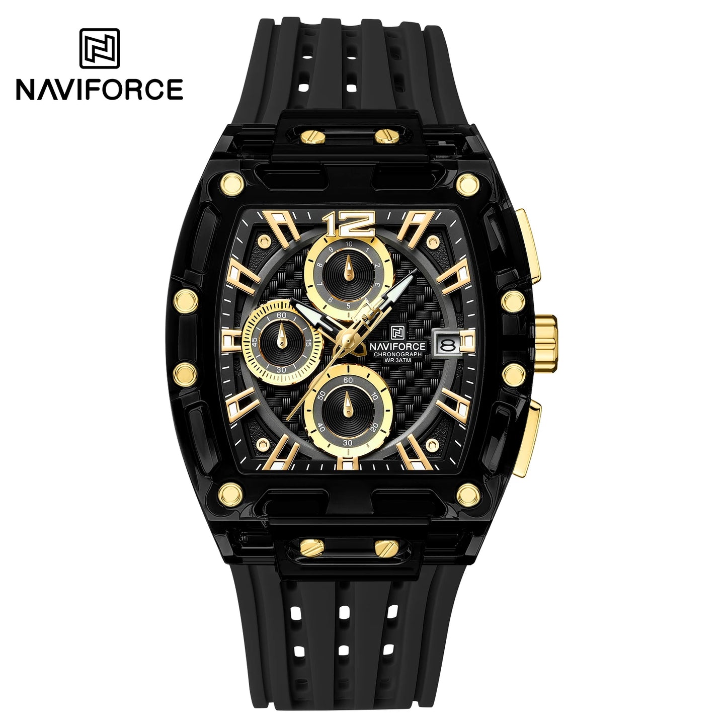 NAVIFORCE 2024 New Design Transparent Tonneau Watch Men Quartz Man Watches Waterproof Luxury Sport Out Door montre homme