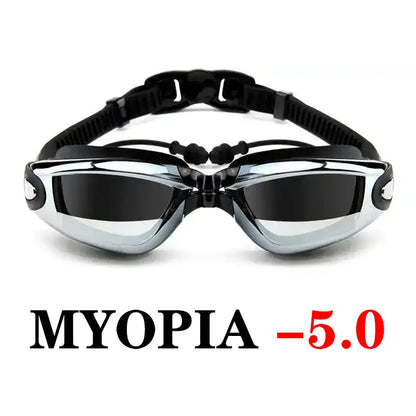 2021 Adult Myopia Swimming Goggles Earplug Professional Pool Glasses Anti Fog Men Women Optical Waterproof Eyewear