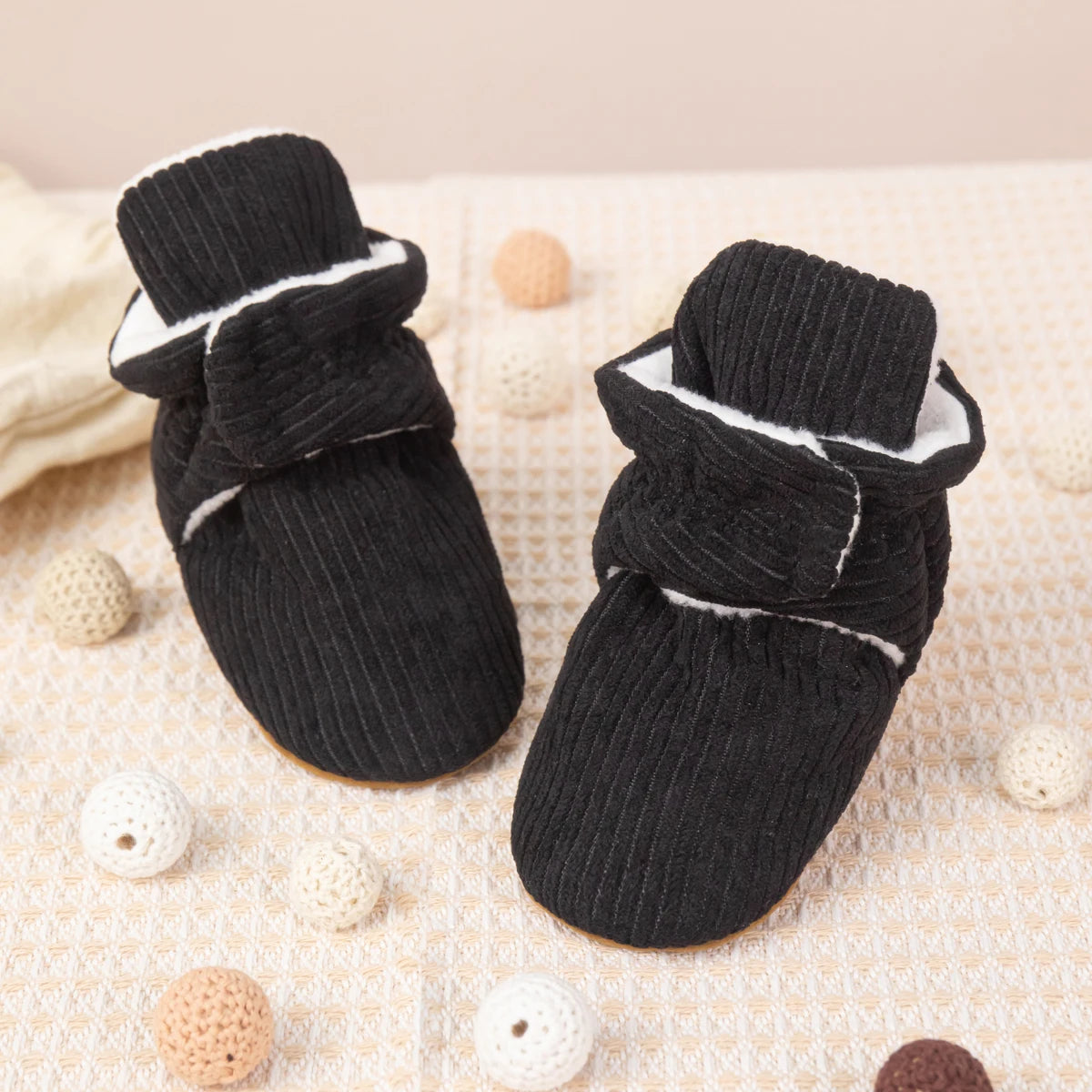 KIDSUN Baby Boy Girl Booties Newborn Fluff Toddler First Walkers Cotton Comfort Soft Anti-slip Infant Crib Shoes Socks Warm