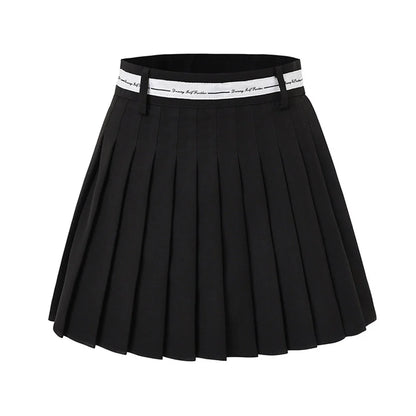 Women High Waist Double Layer Pleated Golf Skirt With Short Tights