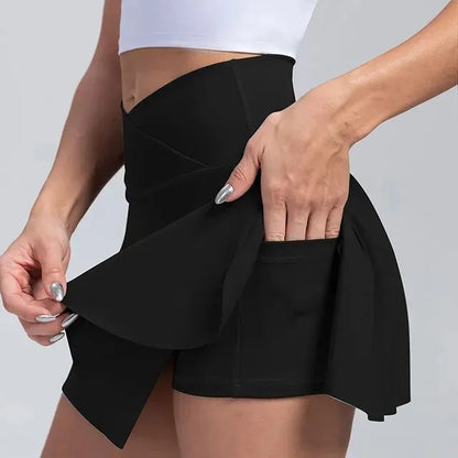 Pleated Tennis Skirt With Pockets For Women Athletic High Waist Golf And Yoga Skirts With Shorts Cross Waist