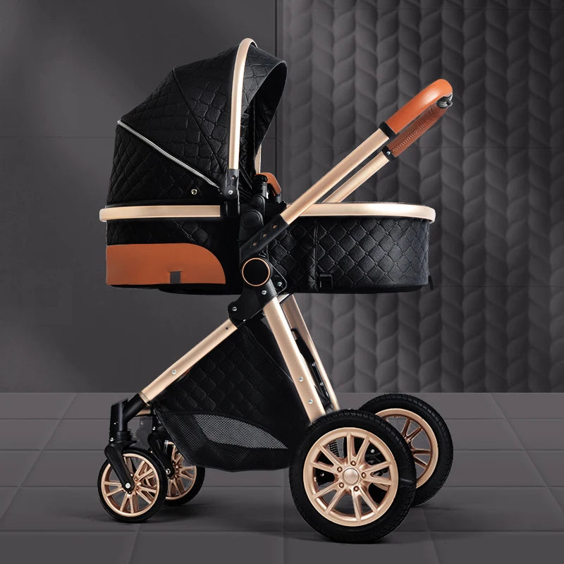 Luxury Baby Stroller 3 in 1 High Landscape Baby Cart Can Sit Can Lie Portable Pushchair Baby Cradel Infant Carrier