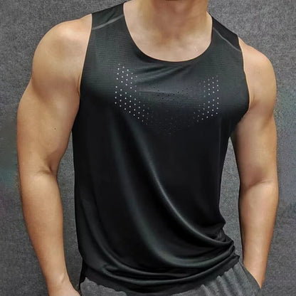 New Men's Running Tank Top Sports Singlet Marathon Sleeveless Running Shirt Athletic Shirts Sportwear Male Tops Quick Dry Vest