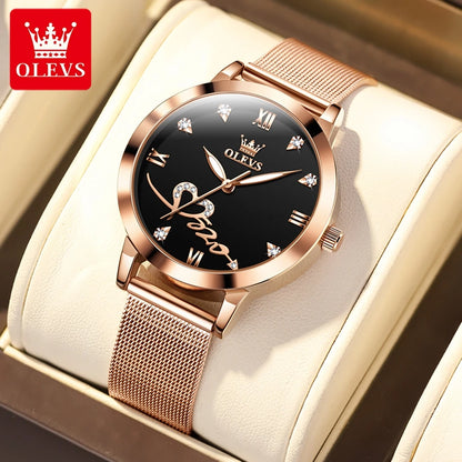 OLEVS Original Quartz Women's Watch Classic and Elegant Brand Stainless Steel Waterproof Luminescent Heart dial Women's Watch