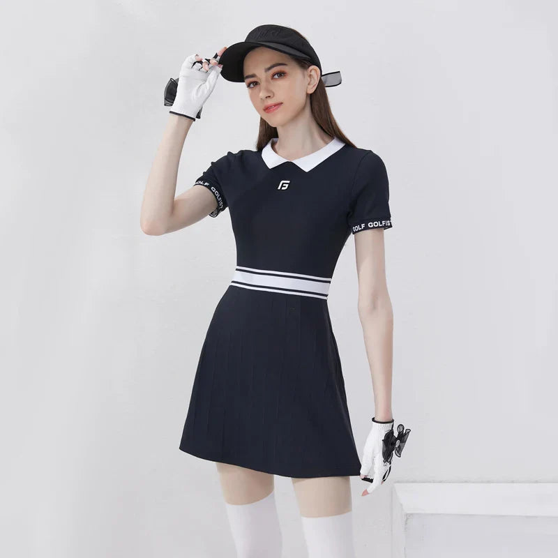 Golfist Women's Knitted Golf Dress Lapel Skirt