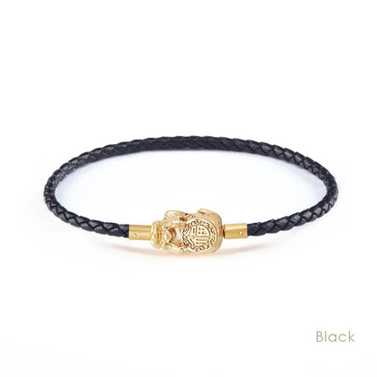 MOONLIGHT Fengshui Pixiu Bracelet Genuine Braided Leather Bracelet For Women Men Wealth Good Luck Unisex Wristband Jewelry Gifts