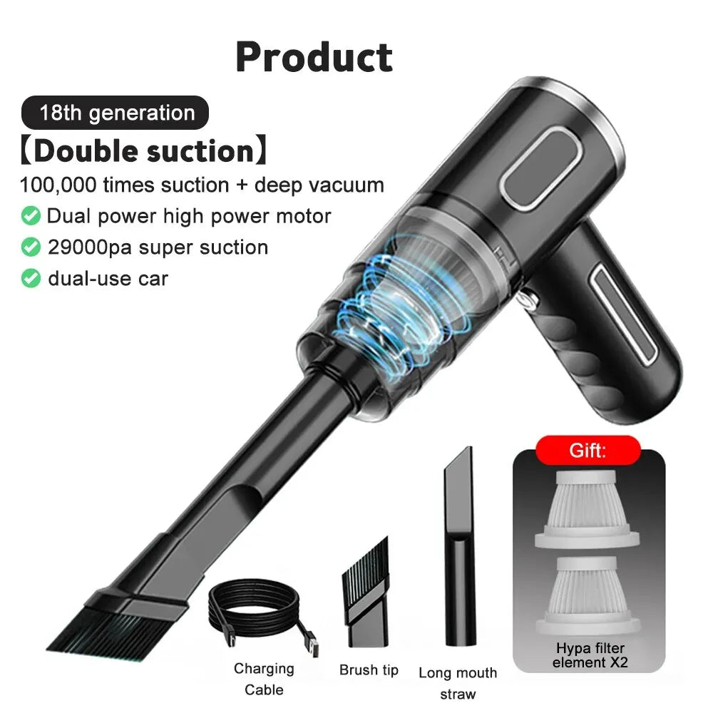 Wireless 29000Pa Car Vacuum Cleaner Strong Suction Dust Catcher Cordless Handheld Wet Dry Vacuum Cleaner Air Duster For Car