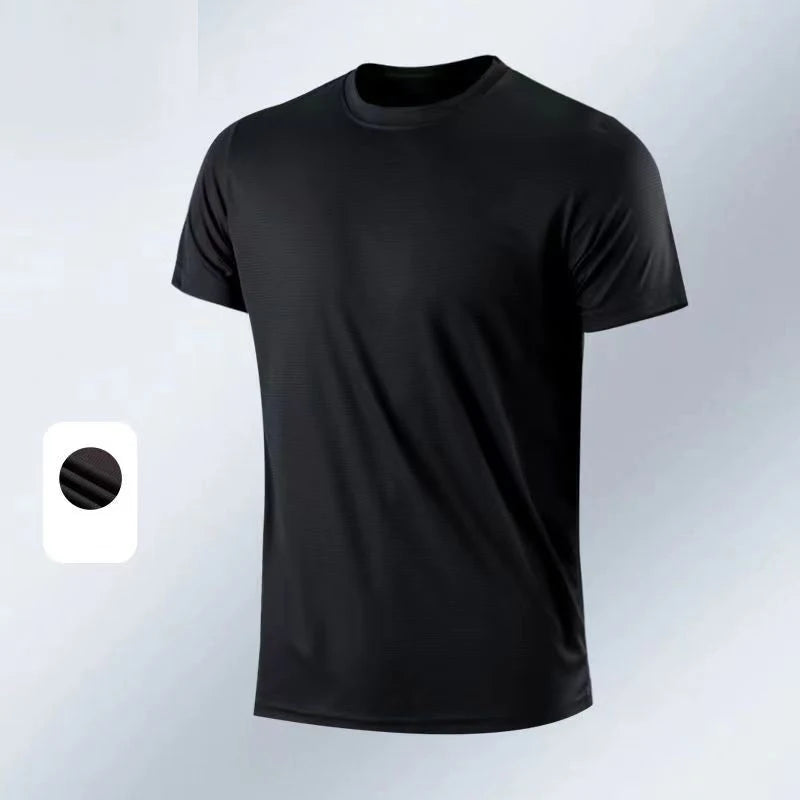 NO LOGO Men's Quick Dry Short Sleeve Gym Running Moisture Wicking Round Neck T-Shirt Training Exercise Gym Sport Shirt Tops