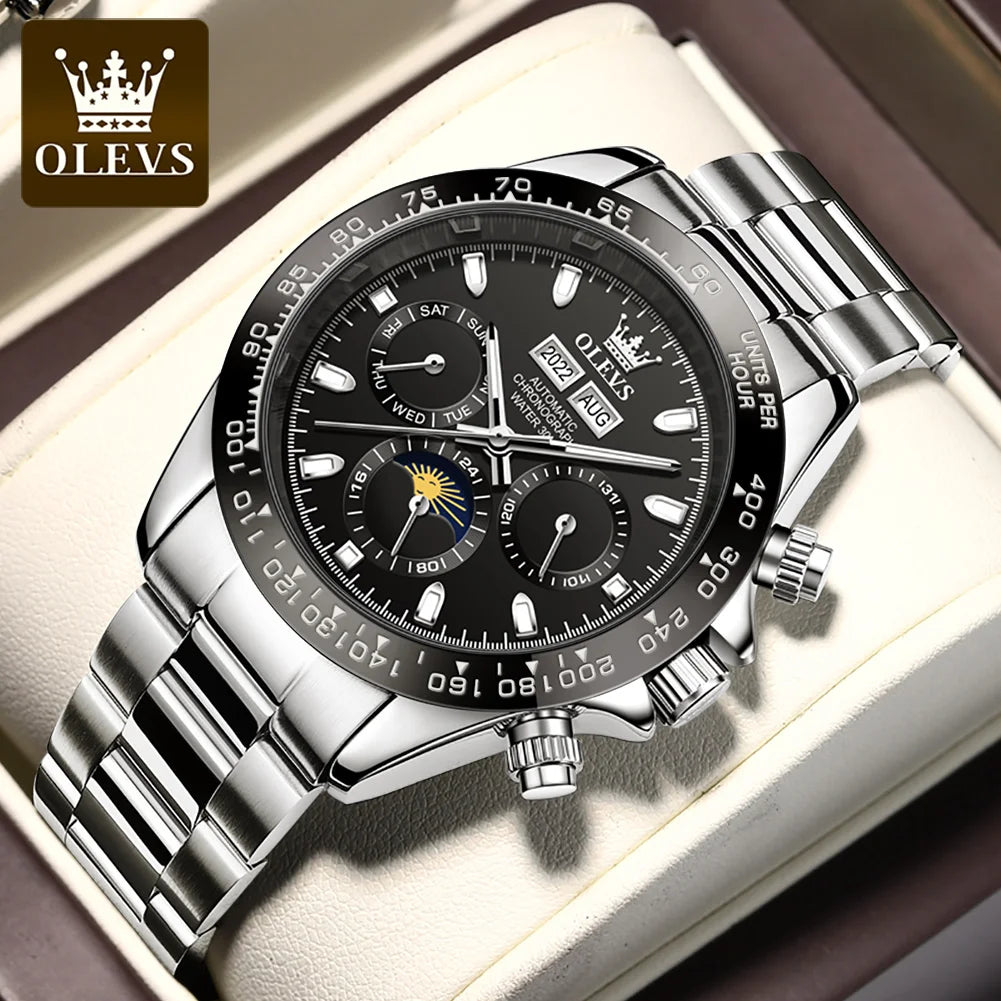 OLEVS 6654 Men's Automatic Mechanical Watch Luxury Brand Stainless Steel Waterproof Luminescent Watch Fashion Men's Watch