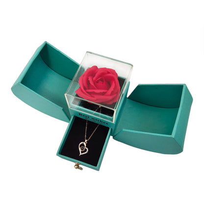 Gift Box with Design Necklace 100 Languages Love You Eternal Roses Birthday Gifts for Her Women Wife Mom Girlfriend Valentines