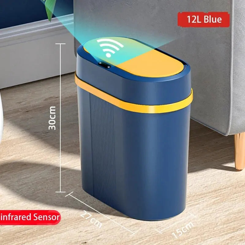 Motion Sensor Bathroom Trash Can Touchless Automatic Garbage with Lid, Small Waterproof Trash Bin for Office Bedroom Living Room