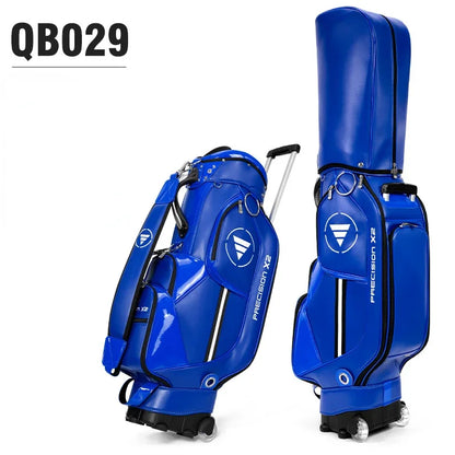 PGM Golf Standard Ball Bag Professional Leather PU Waterproof Golf Cart Club Airbag High Capacity Package With Wheel QB029