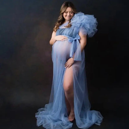 Solid Maternity See Through Photoshoot Dresses Black Sexy Pregnant Women Floor-length Maxi Baby Shower Gowns Premama Photography