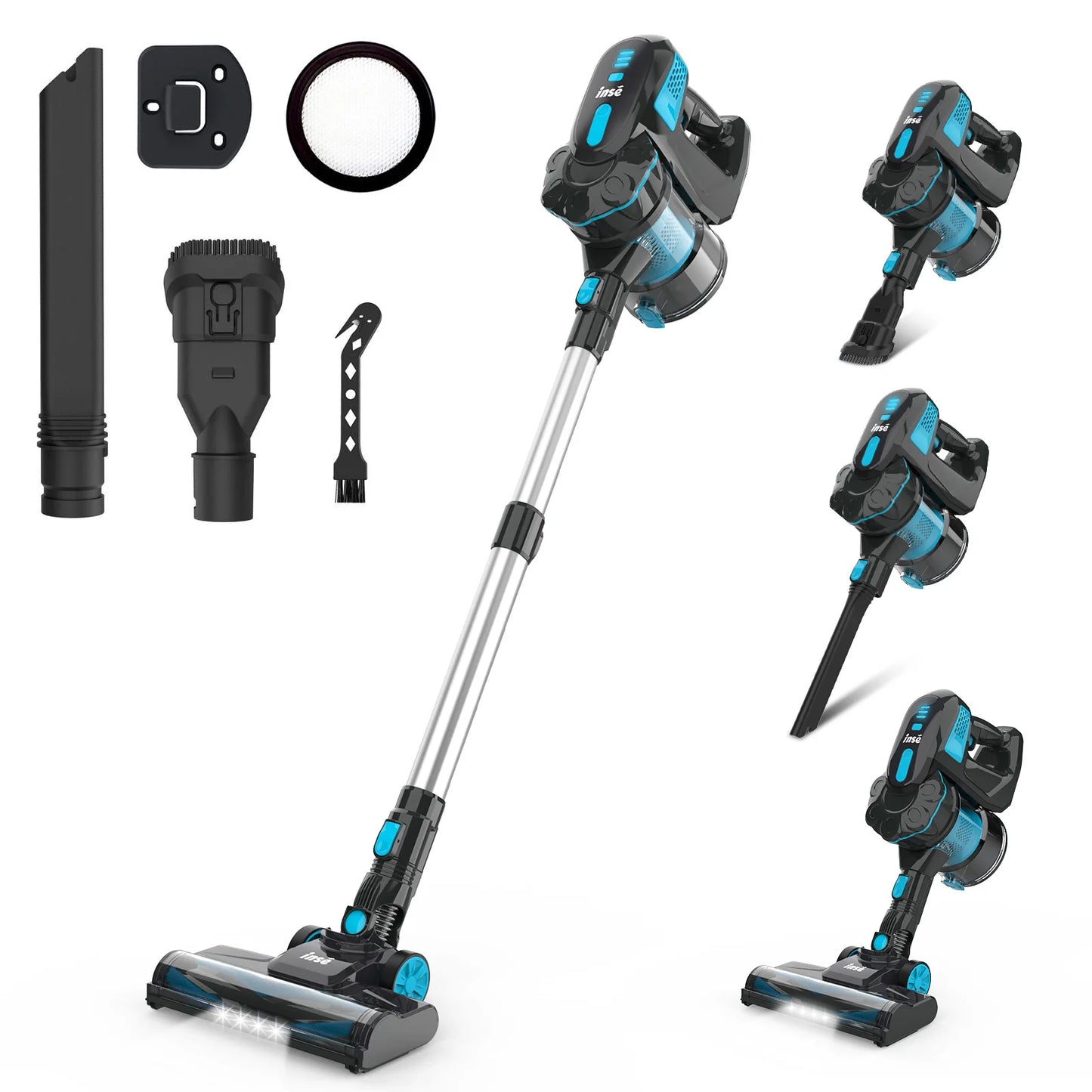 INSE Cordless Vacuum Cleaner, 20KPa Stick Vacuum up to 40min Runtime, 6-in-1 Cordless Stick Vacuum for Household Cleaning