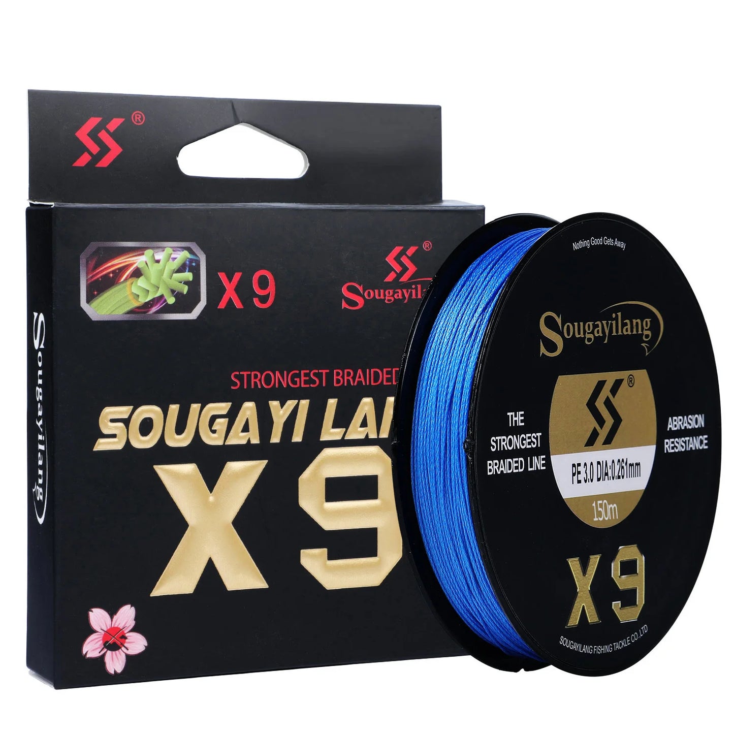 Sougayilang Top Quality 9 Strands PE Line X9 Sinking Line 150M Low Memory Braided Fishing Lines 17-97LB Super Japan Fish Line