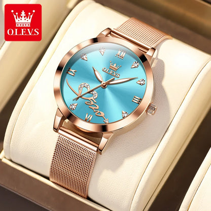 OLEVS Original Quartz Women's Watch Classic and Elegant Brand Stainless Steel Waterproof Luminescent Heart dial Women's Watch