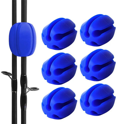 6pcs Silicone Fishing Rod Holder Ball Straps 5 Hole Lightweight Fishing Tackle Ties Organizer Storage Racks Fishing Accessories