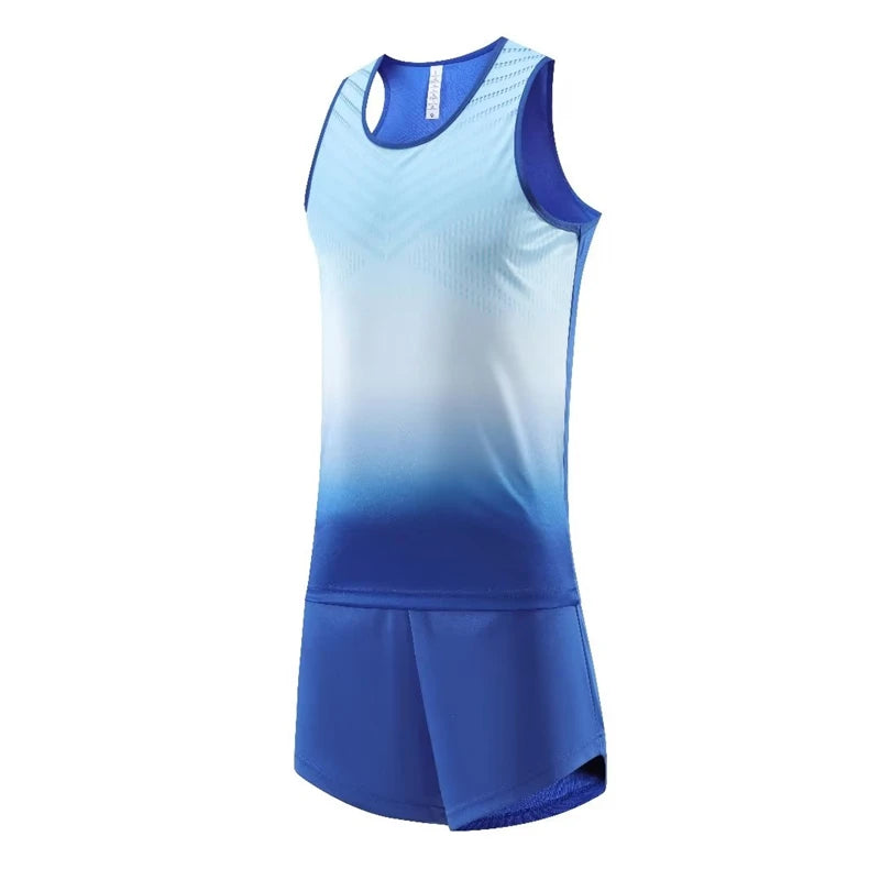 New Men Women Sports Suits Quick Dry Slim Fit Marathon Running Track And Field Tracksuits Fashion Gym Sportswear Vest+Shorts Set