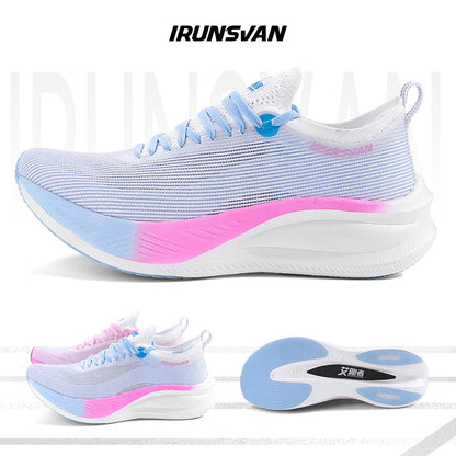 IRUNSVAN Full Palm Carbon Plate Marathon Running Shoes Men Shock-absorbing Boost Carbon Fiber Sports Shoes Women