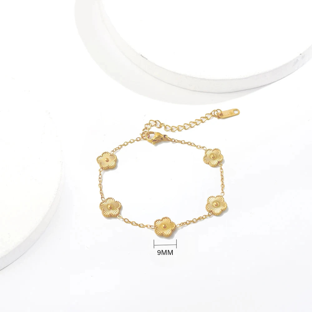 ALTERA Stainless Steel Hot Selling Gold Plated Clover Charm Bracelet Luxury Five Leaf Flower Bracelets Jewelry For Women Gift