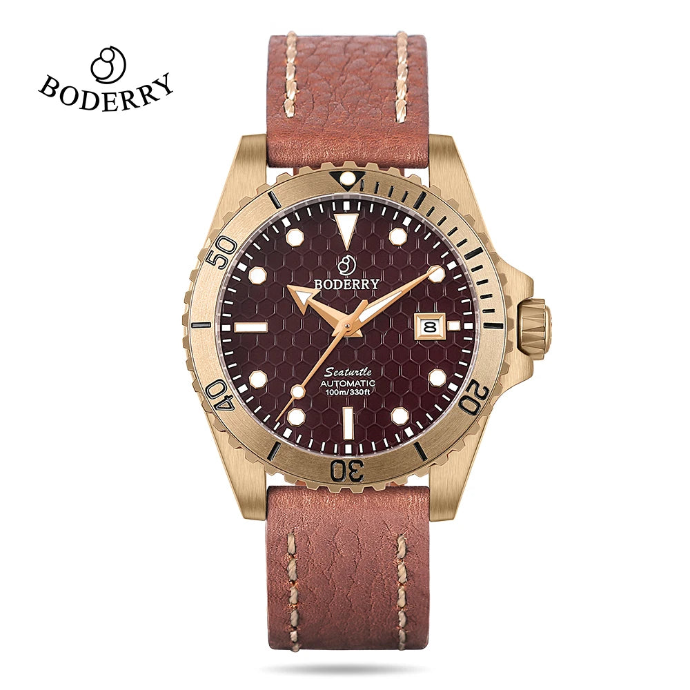 Boderry Seaturtle Titanium Diver Watch Men Luxury Bronze Watches Automatic Mechanical Wristwatch Sport 100M Waterproof Luminous