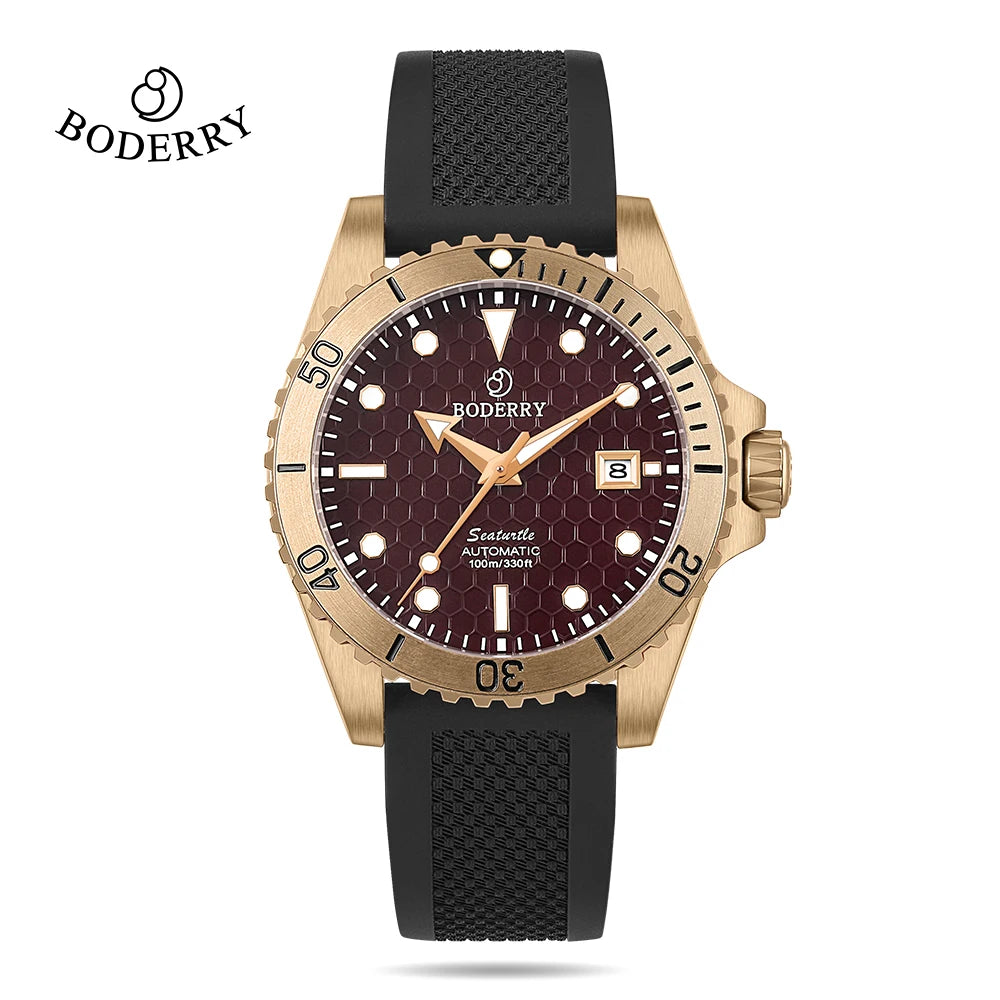 Boderry Seaturtle Titanium Diver Watch Men Luxury Bronze Watches Automatic Mechanical Wristwatch Sport 100M Waterproof Luminous