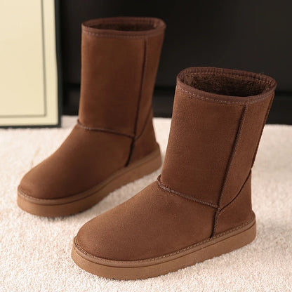 Mid Calf Snow Boots 2024 New Women Waterproof Warm Platform Boots Large Size 44 Winter Slip On Flat Casual Woman Booties