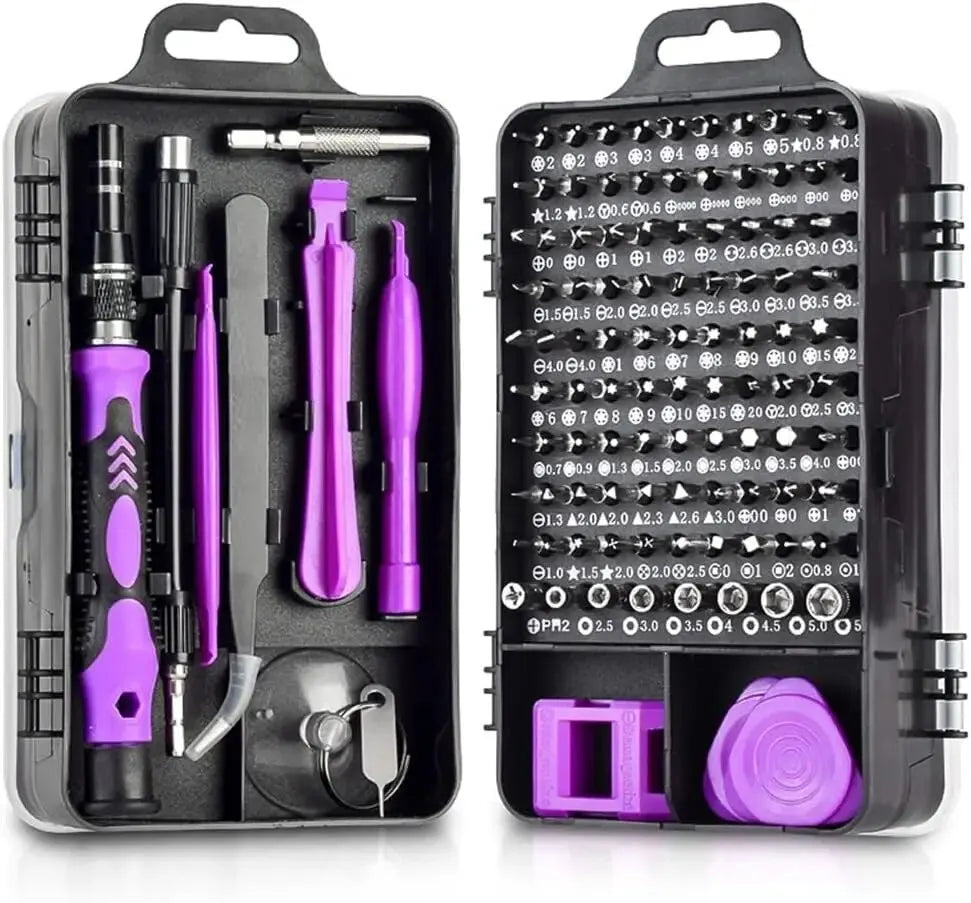 Precision Screwdriver Set 115 in 1 Purple Multi-Function Professional Repair Tool Phillips Magnetic Screw Driver Bits Hand Tool