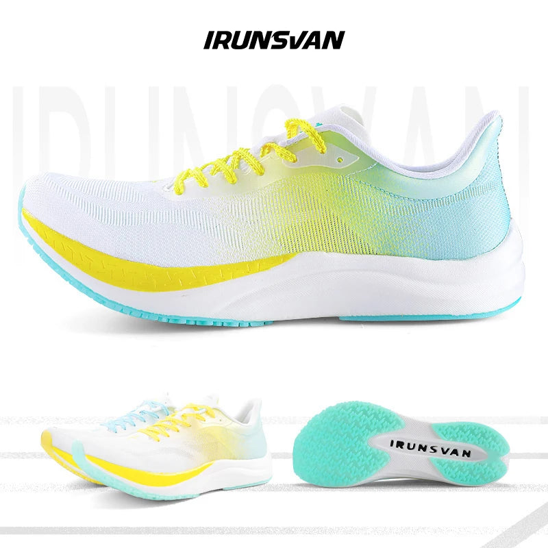 IRUNSVAN Full Palm Carbon Nylon Plate Marathon Running Racing Shoes Professional men Support Ultra-light Rebound Sneakers ﻿