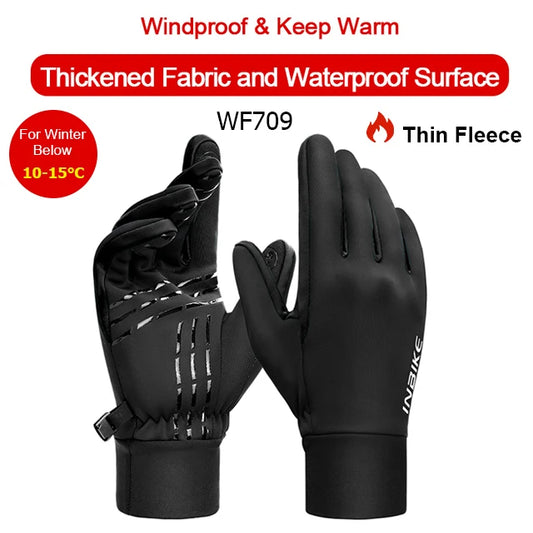 INBIKE Winter Cycling Gloves for Men Women Warm Fleece Biking Glove for Riding Bicycle Gloves Waterproof Touchscreen Accessories