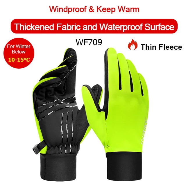 INBIKE Winter Cycling Gloves for Men Women Warm Fleece Biking Glove for Riding Bicycle Gloves Waterproof Touchscreen Accessories