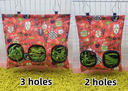 Hay Bag Hanging Pouch Feeder Holder Feeding Dispenser Container for Rabbit Guinea Pig Small Animals Pet Bunny Cage Accessories