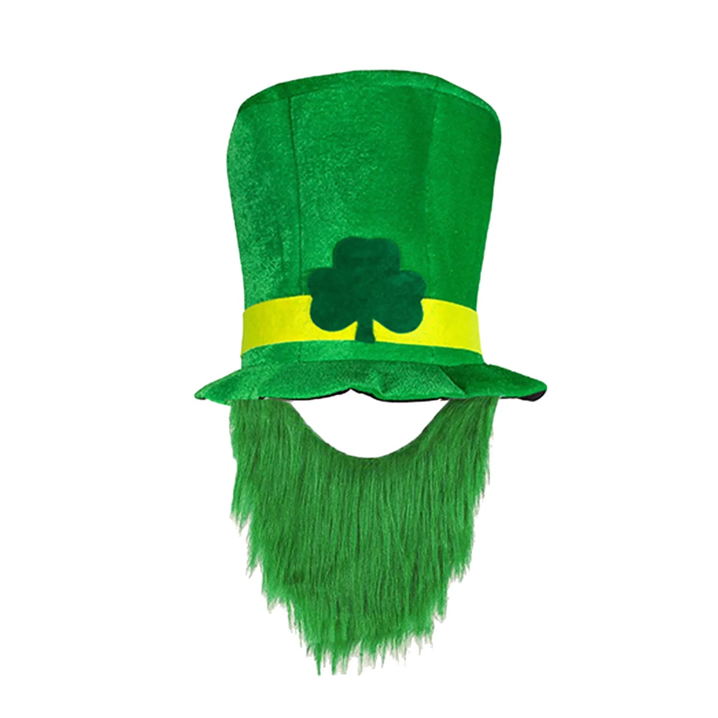 Saint Patricks Day Top Hat Holiday Fake Beard Green Celebration Costume for Irish Festival Birthday Party Decor Supplies